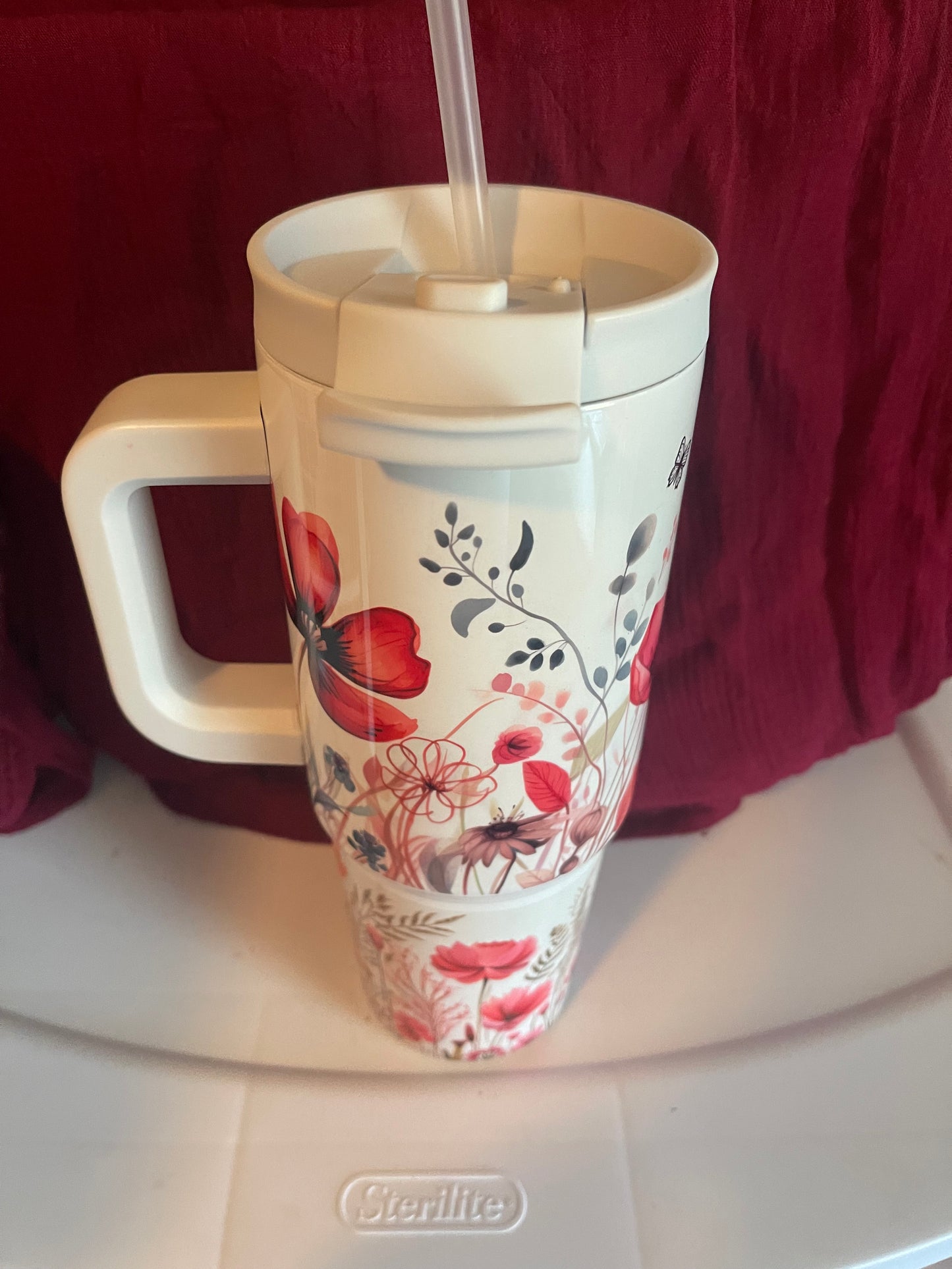 Custom 30 oz Insulated Tumbler with Handle and Straw